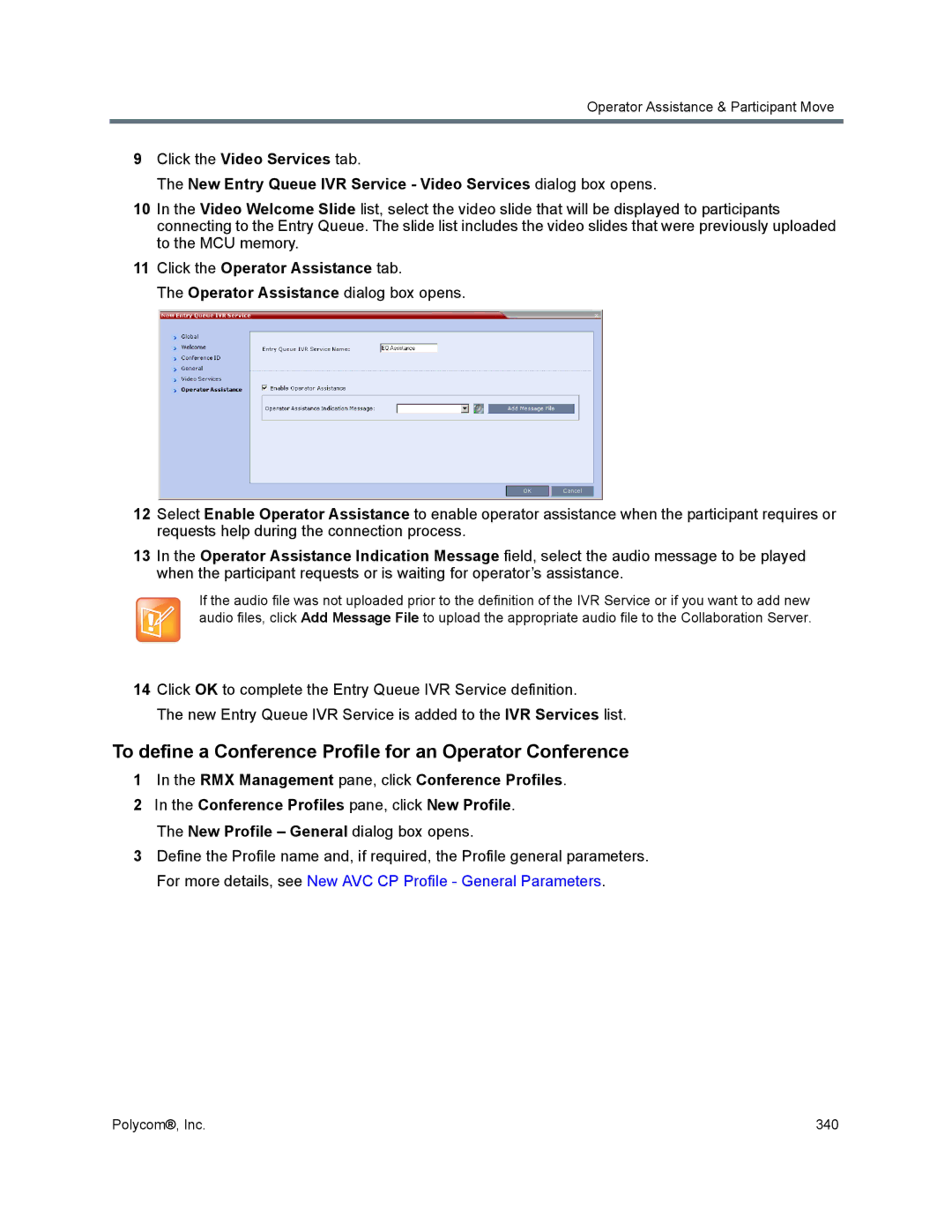 Polycom 1500/1800/2000/4000 manual To define a Conference Profile for an Operator Conference 