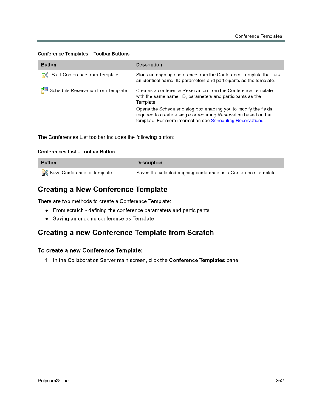 Polycom 1500/1800/2000/4000 manual Creating a New Conference Template, Creating a new Conference Template from Scratch 