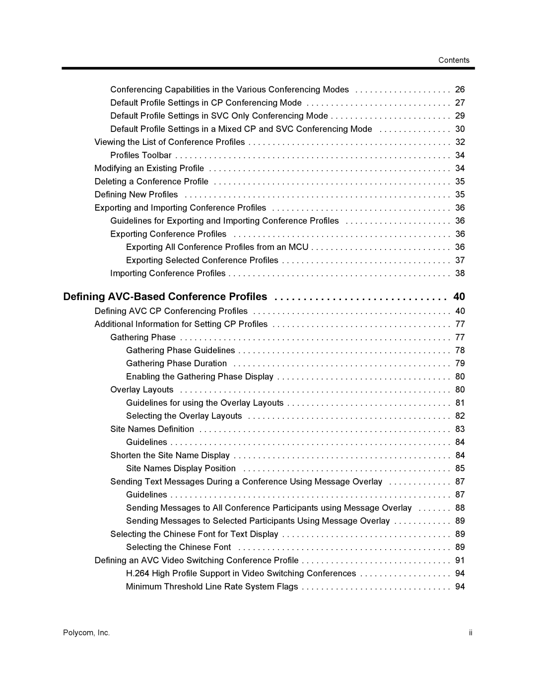 Polycom 1500/1800/2000/4000 manual Defining AVC-Based Conference Profiles 