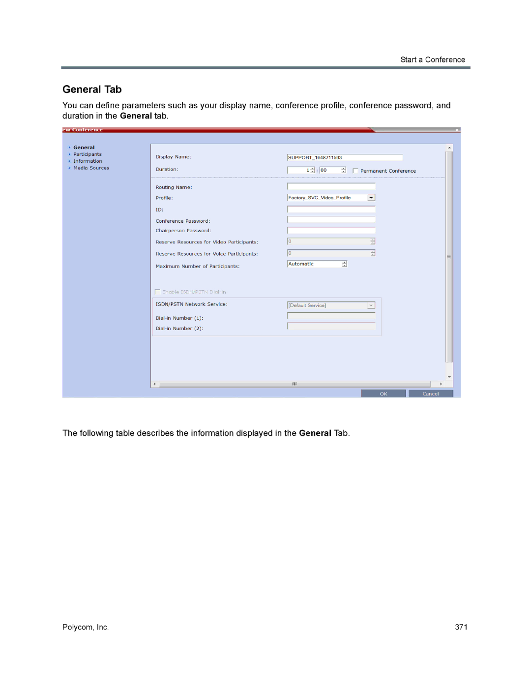 Polycom 1500/1800/2000/4000 manual General Tab 