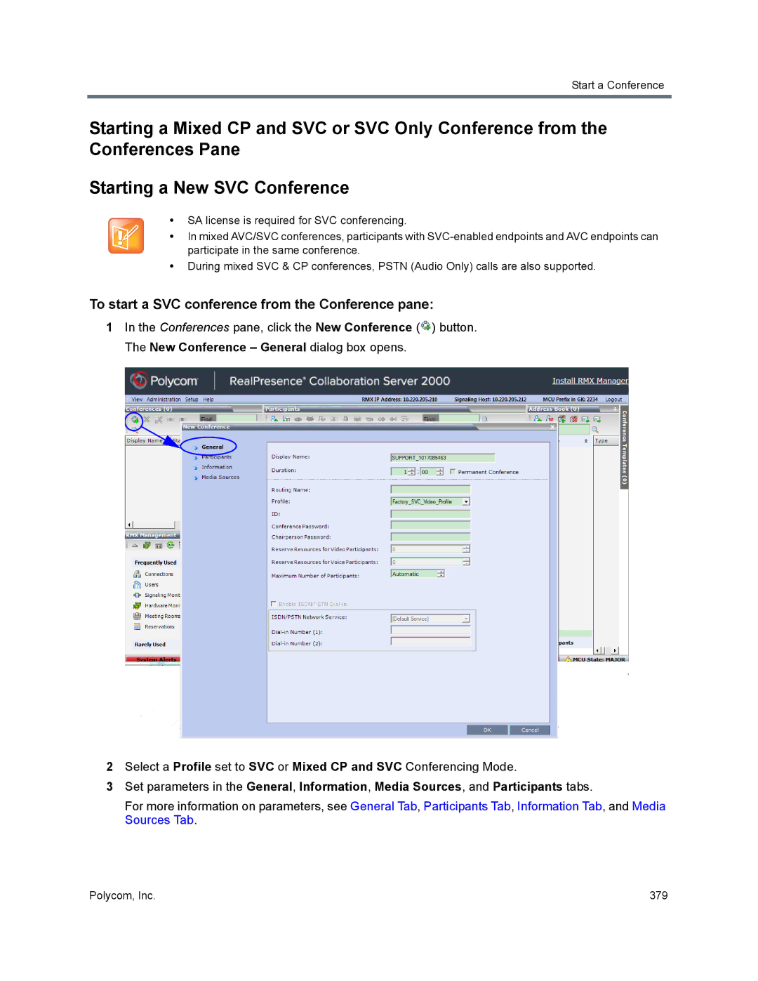 Polycom 1500/1800/2000/4000 manual To start a SVC conference from the Conference pane 