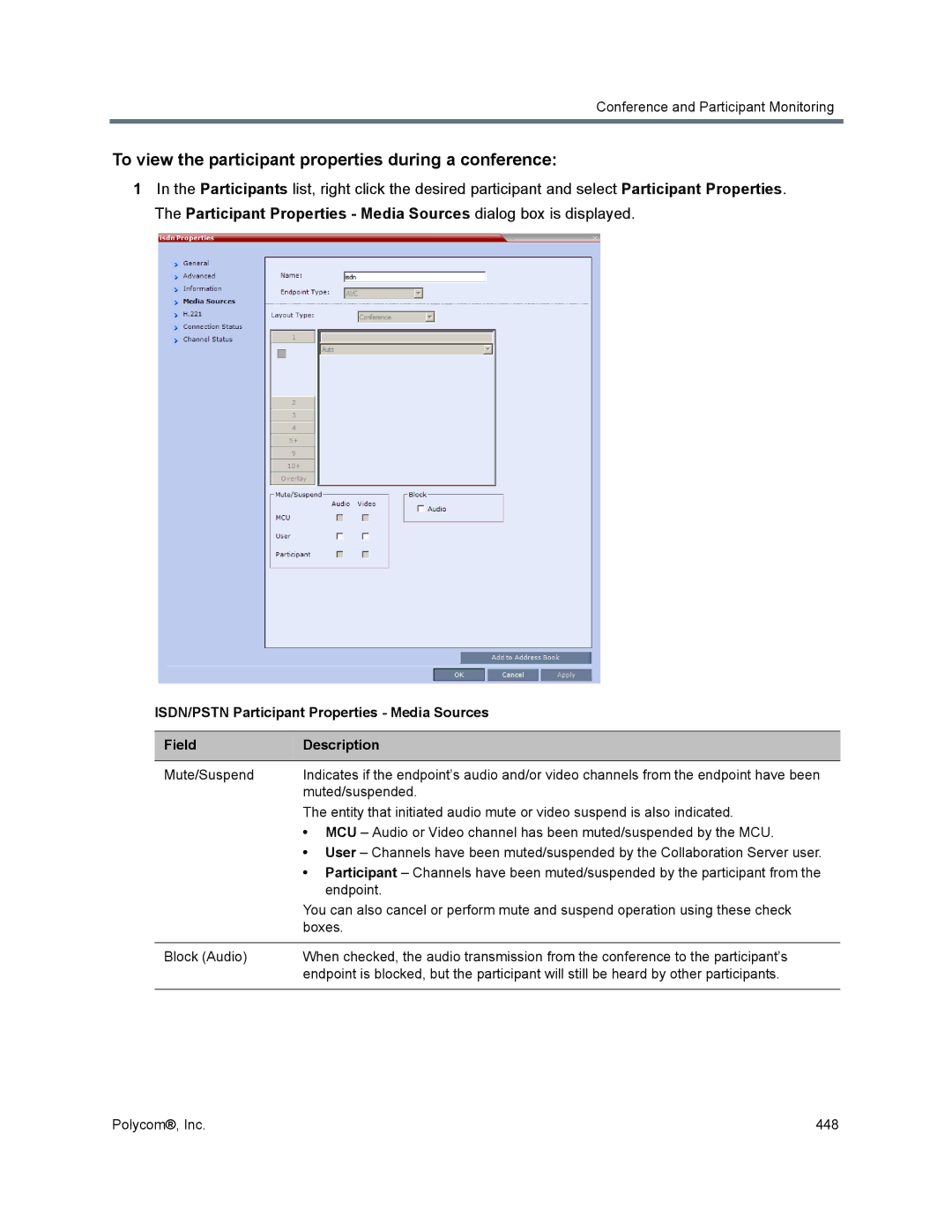 Polycom 1500/1800/2000/4000 manual To view the participant properties during a conference 