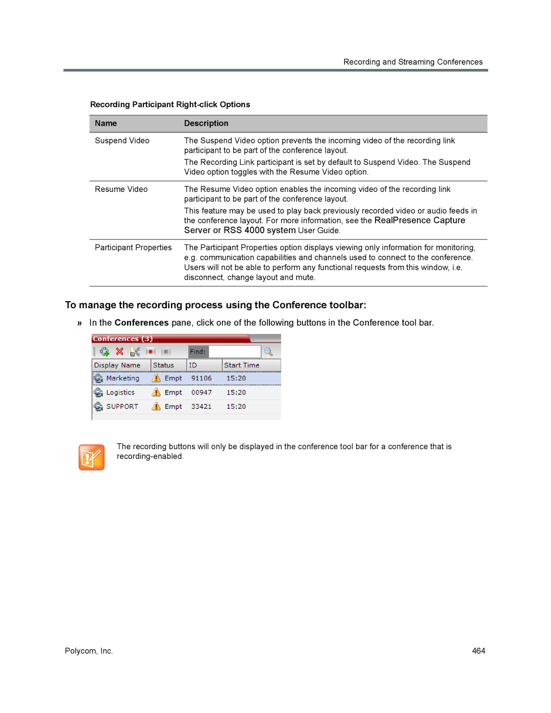 Polycom 1500/1800/2000/4000 manual Server or RSS 4000 system User Guide 