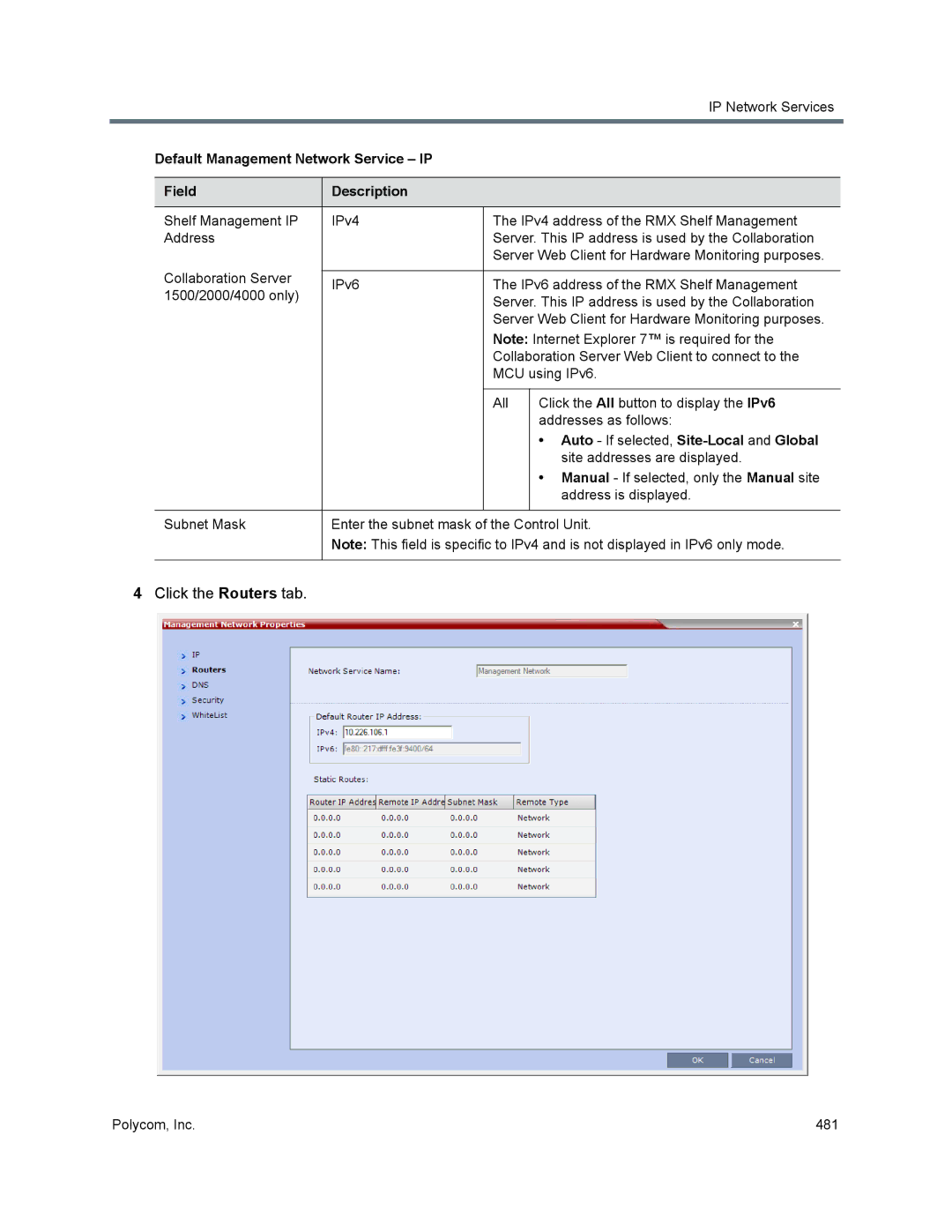 Polycom 1500/1800/2000/4000 manual Click the Routers tab 