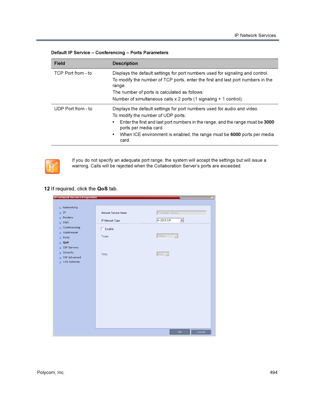 Polycom 1500/1800/2000/4000 manual If required, click the QoS tab 