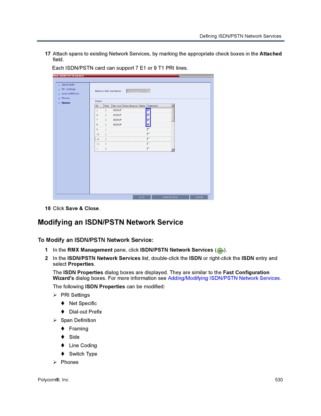 Polycom 1500/1800/2000/4000 manual Modifying an ISDN/PSTN Network Service, To Modify an ISDN/PSTN Network Service 