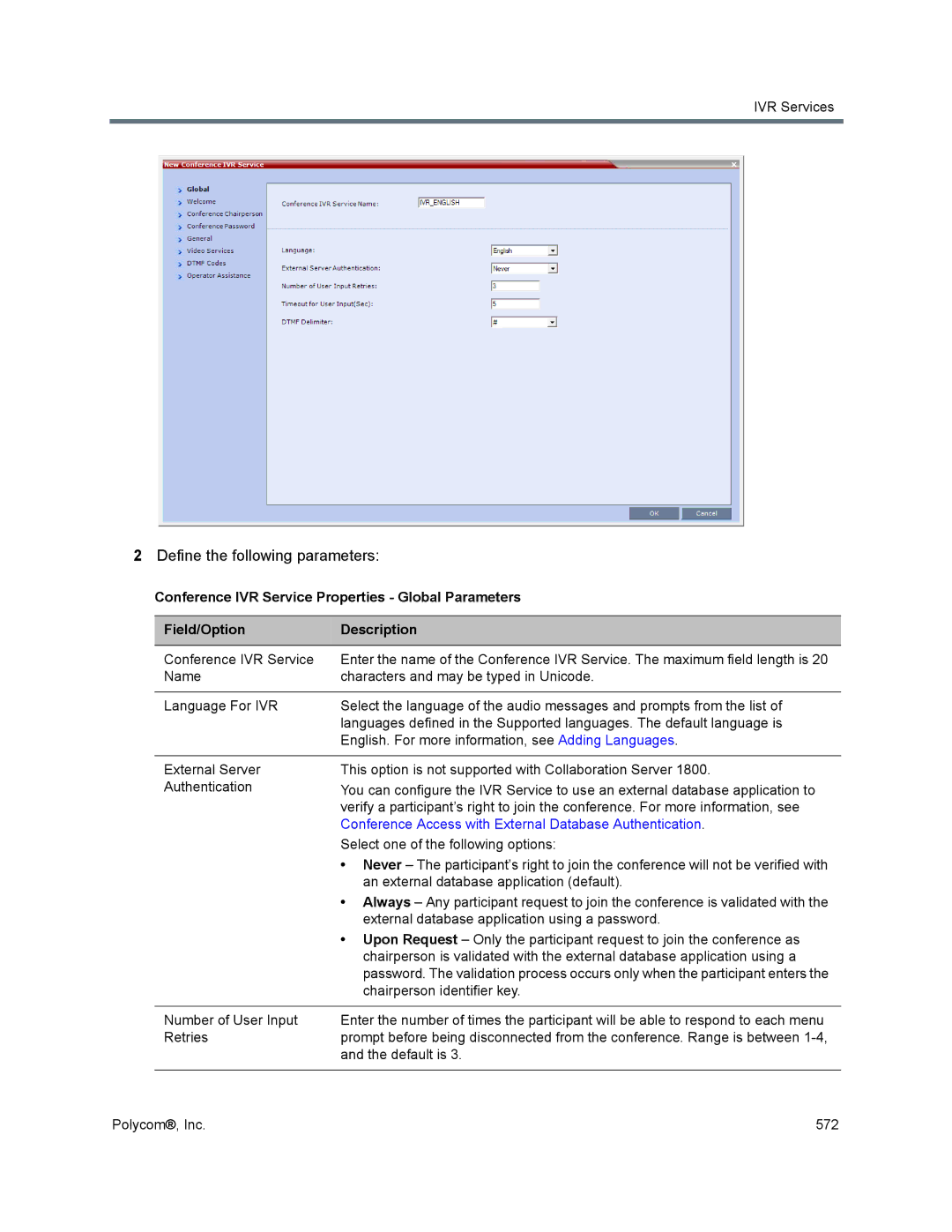 Polycom 1500/1800/2000/4000 manual Default is 