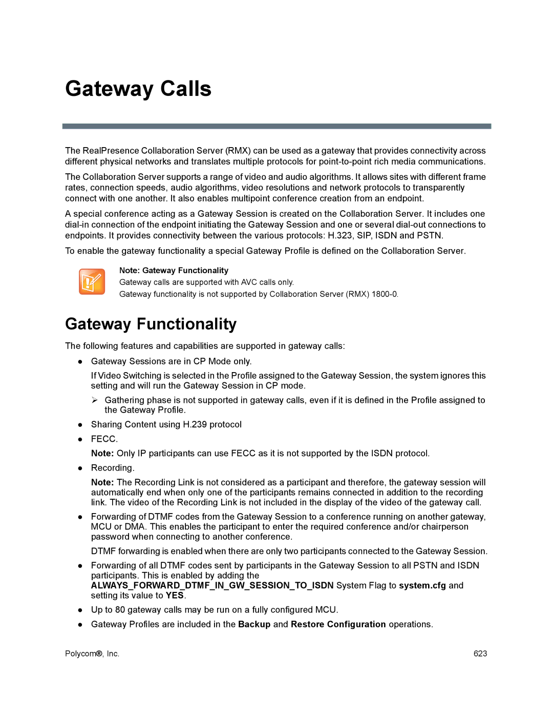 Polycom 1500/1800/2000/4000 manual Gateway Calls, Gateway Functionality 