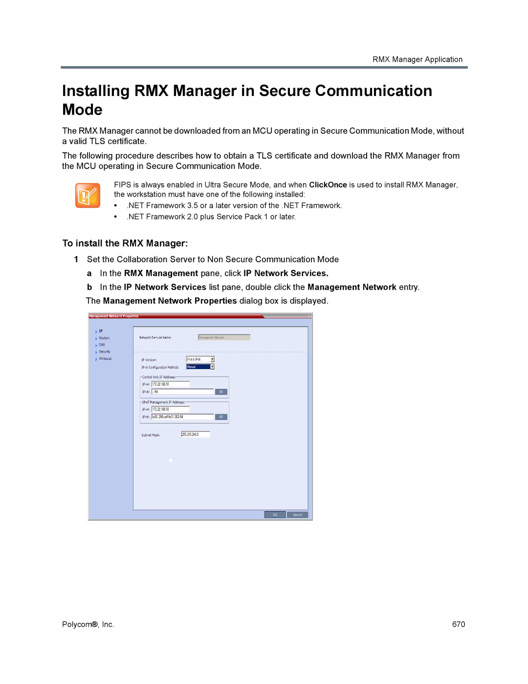 Polycom 1500/1800/2000/4000 manual Installing RMX Manager in Secure Communication Mode, To install the RMX Manager 