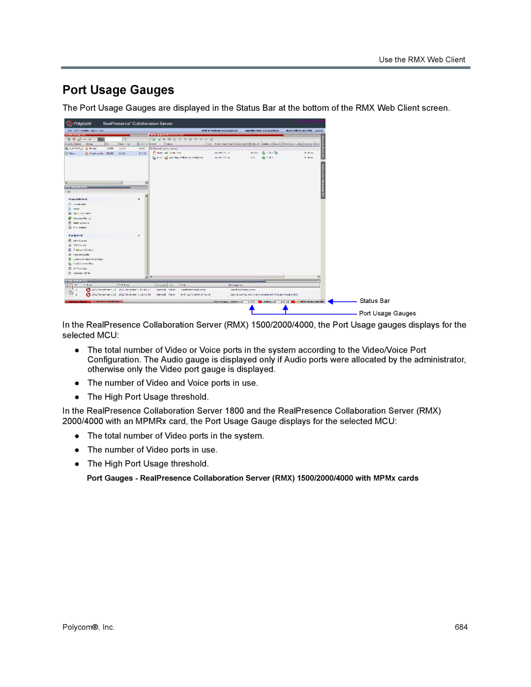 Polycom 1500/1800/2000/4000 manual Port Usage Gauges 