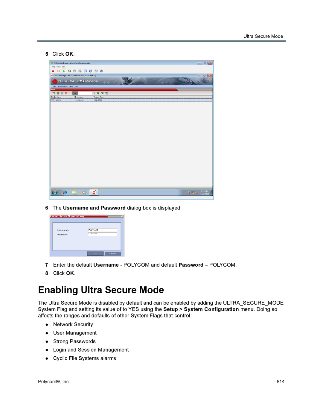 Polycom 1500/1800/2000/4000 manual Enabling Ultra Secure Mode 