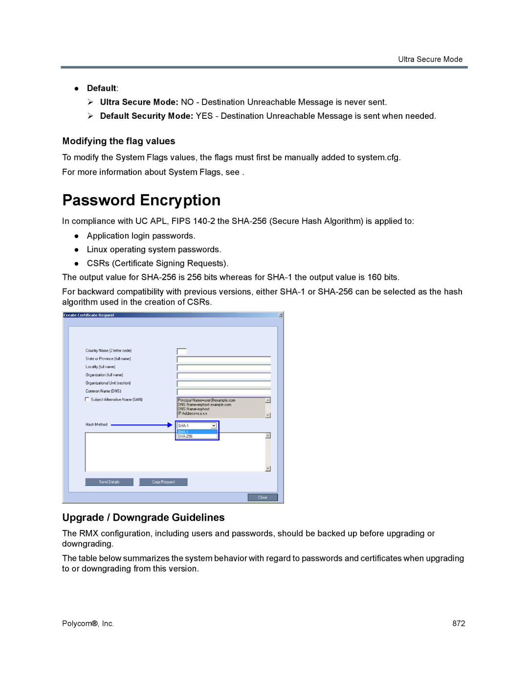 Polycom 1500/1800/2000/4000 manual Password Encryption, Upgrade / Downgrade Guidelines, Modifying the flag values 