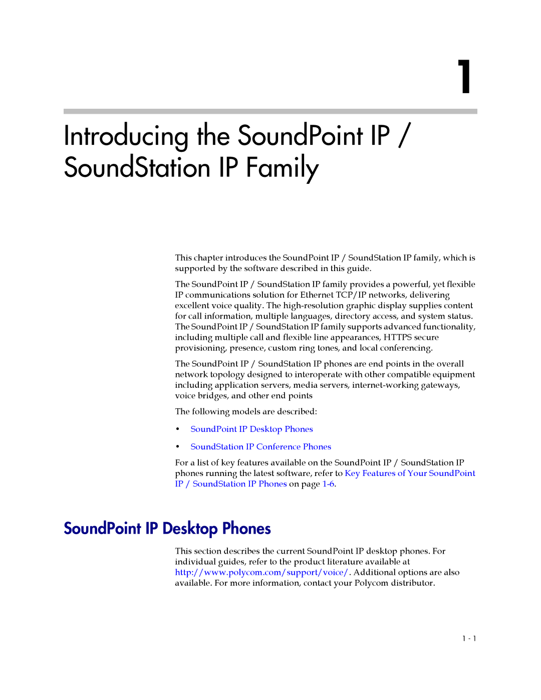 Polycom 1725-11530-310 manual Introducing the SoundPoint IP / SoundStation IP Family, SoundPoint IP Desktop Phones 