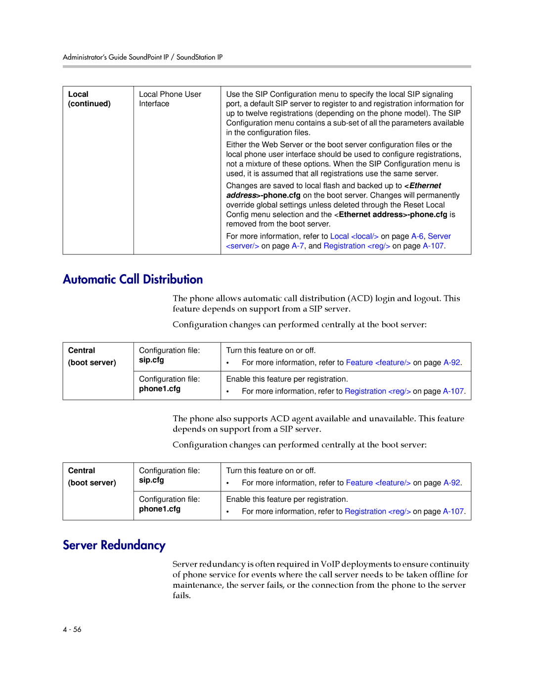 Polycom 1725-11530-310 manual Automatic Call Distribution, Server Redundancy 