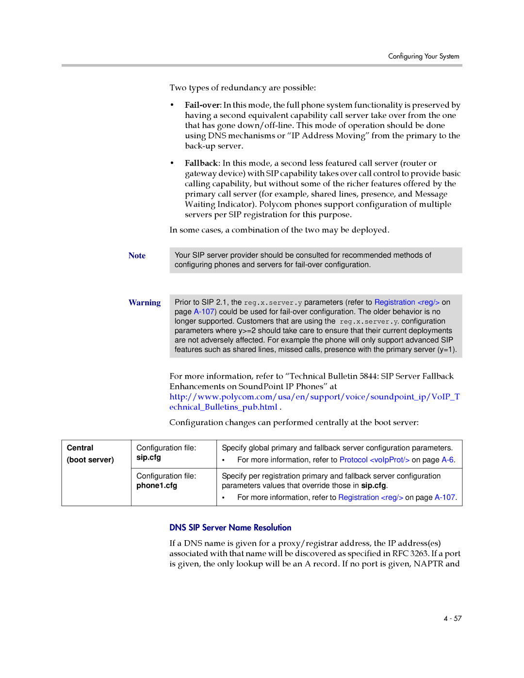 Polycom 1725-11530-310 manual DNS SIP Server Name Resolution 