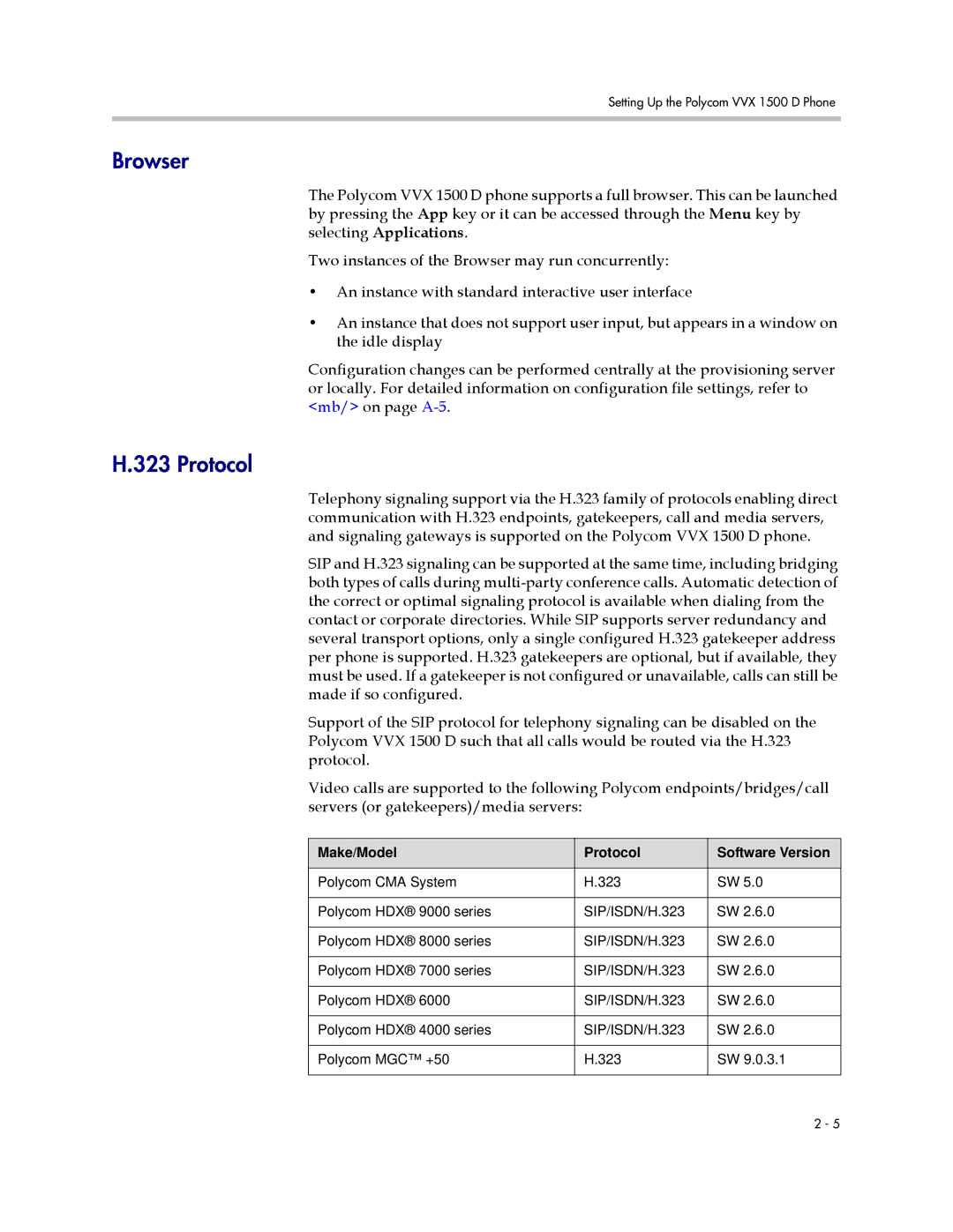 Polycom 1725-16823-001 manual Browser, Protocol 