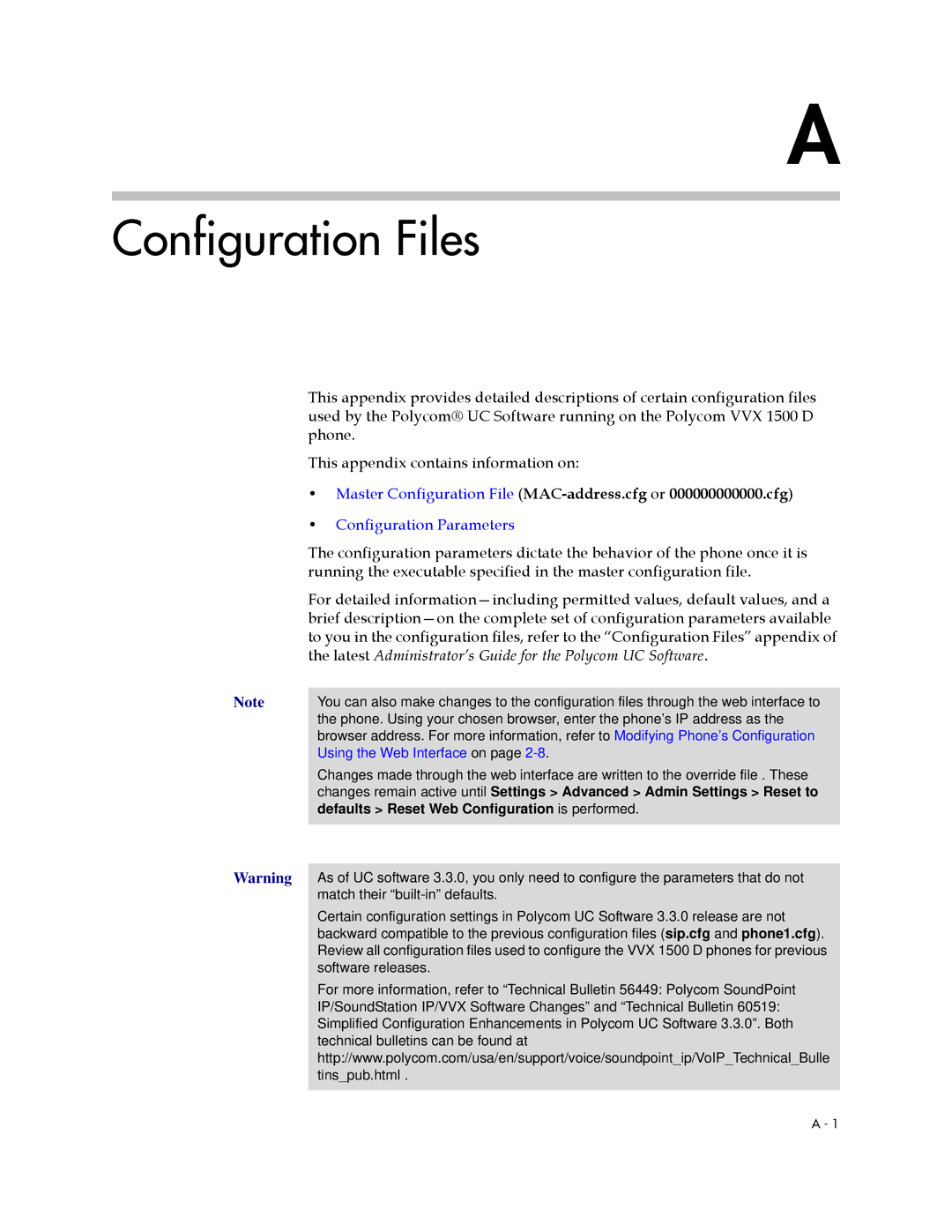 Polycom 1725-16823-001 manual Configuration Files, Configuration Parameters 