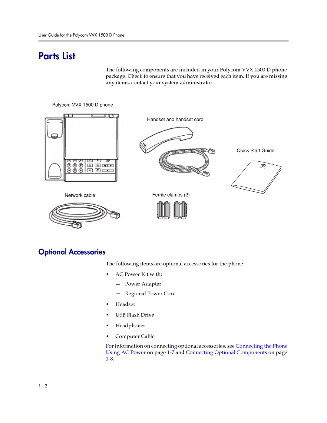 Polycom 1725-16824-001 manual Parts List, Optional Accessories 