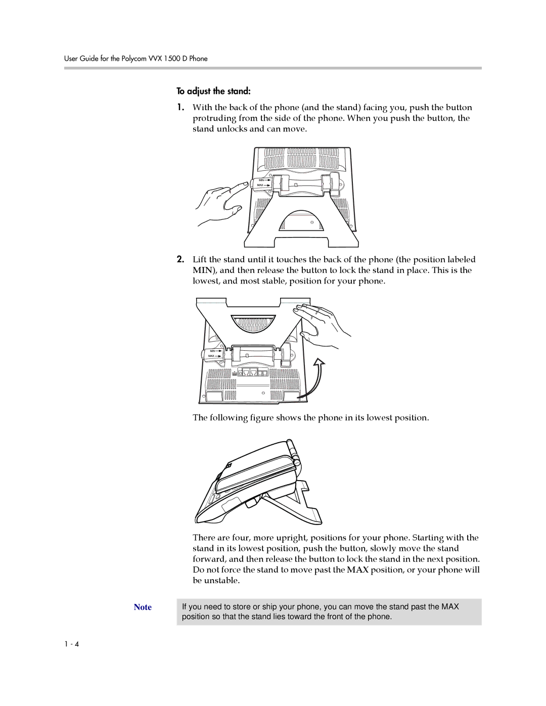 Polycom 1725-16824-001 manual To adjust the stand 