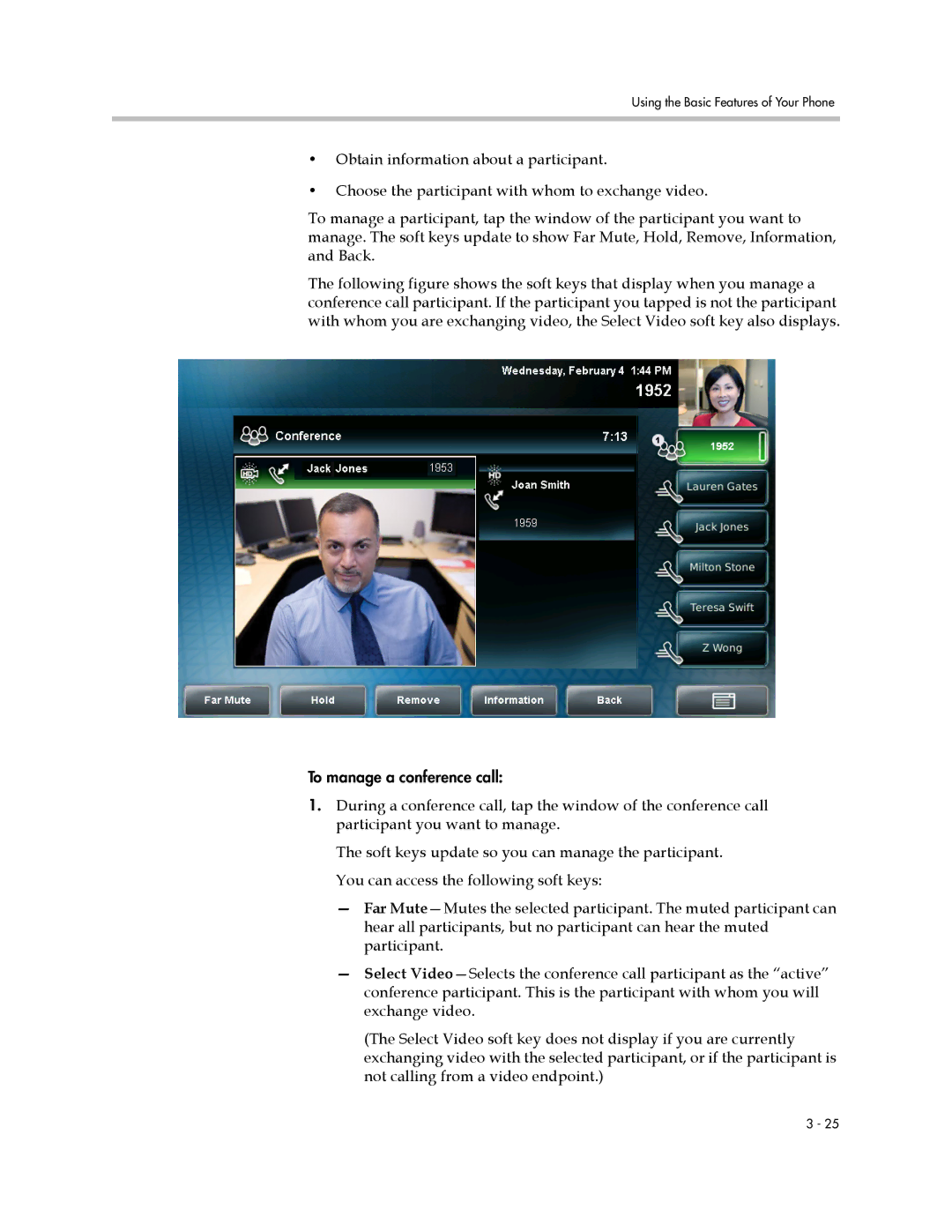 Polycom 1725-16824-001 manual To manage a conference call 