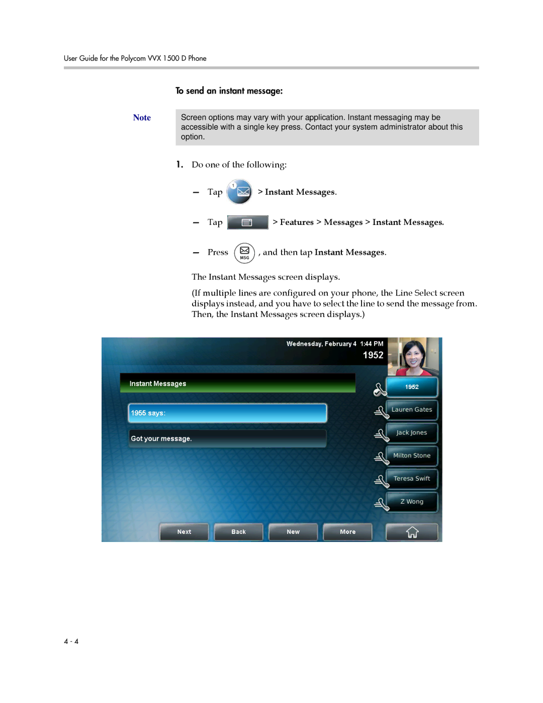 Polycom 1725-16824-001 manual To send an instant message 