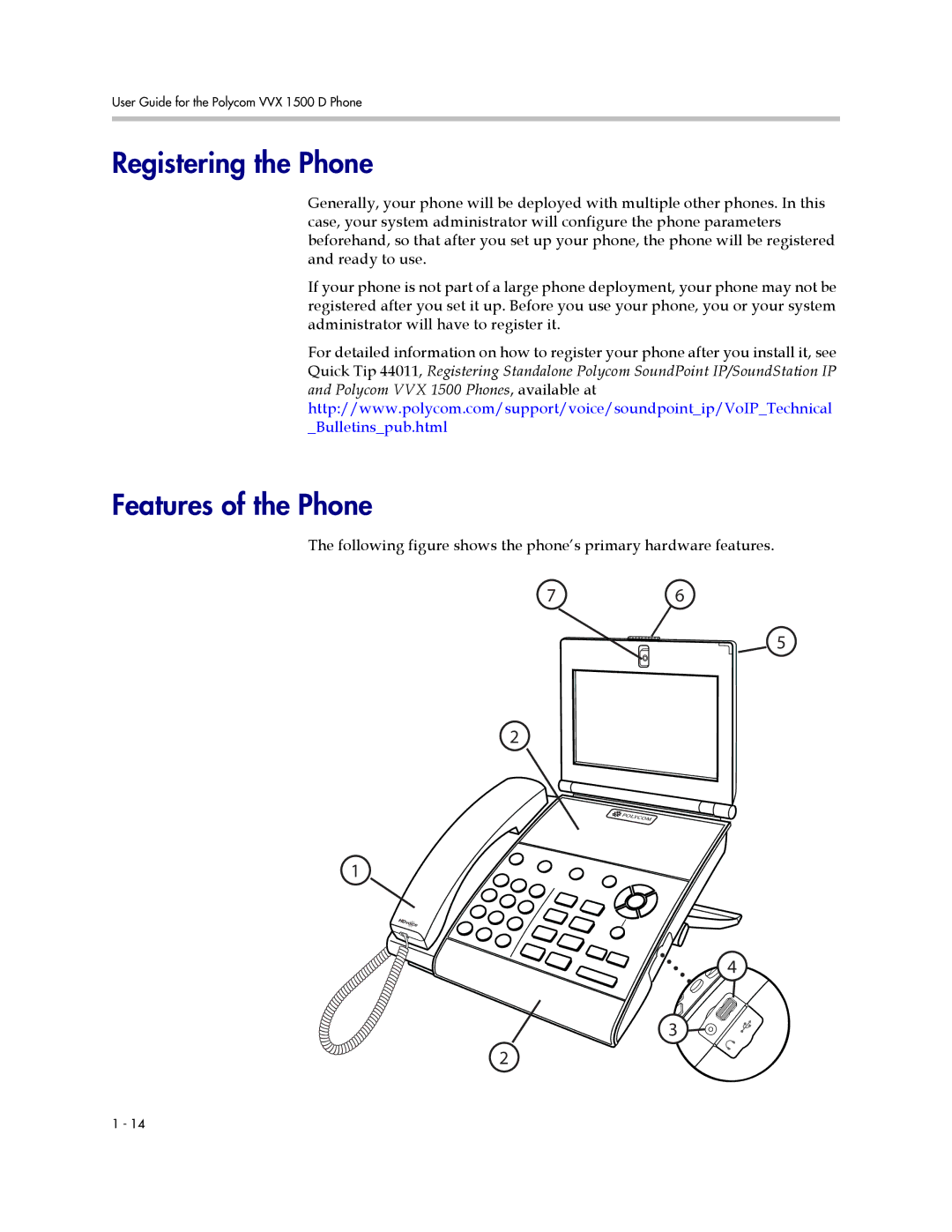 Polycom 1725-16824-001 manual Registering the Phone, Features of the Phone 