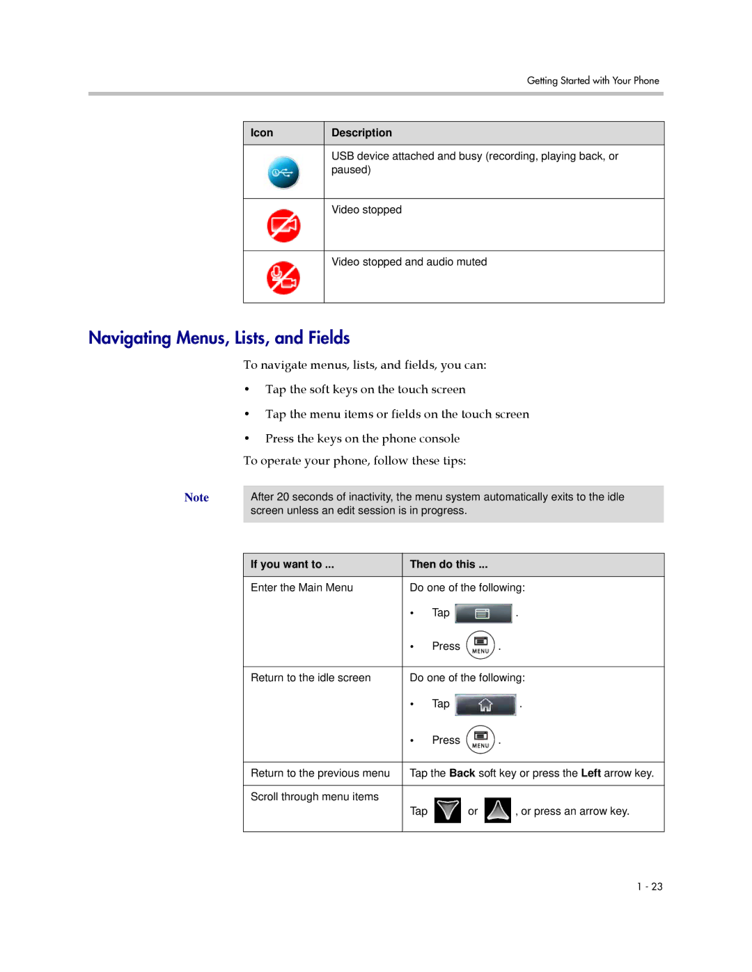 Polycom 1725-16824-001 manual Navigating Menus, Lists, and Fields, If you want to Then do this 