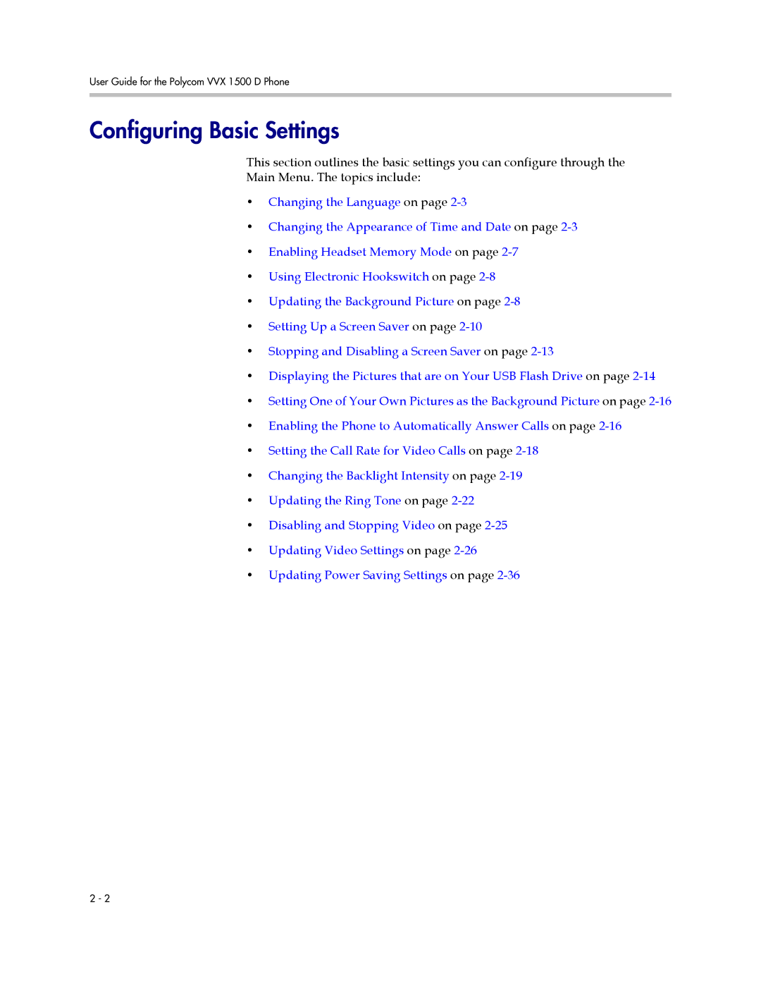 Polycom 1725-16824-001 manual Configuring Basic Settings 