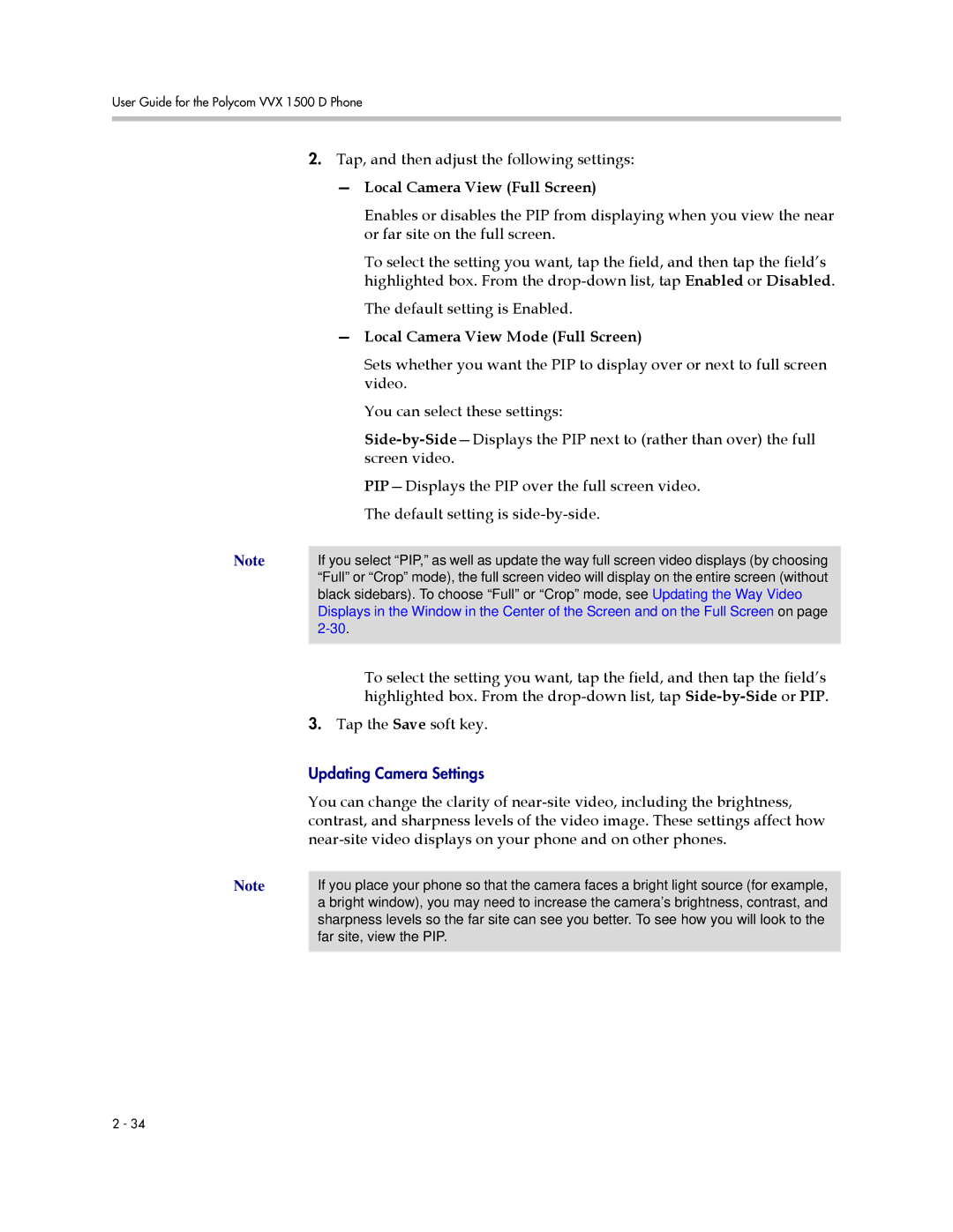 Polycom 1725-16824-001 manual Local Camera View Full Screen, Local Camera View Mode Full Screen 