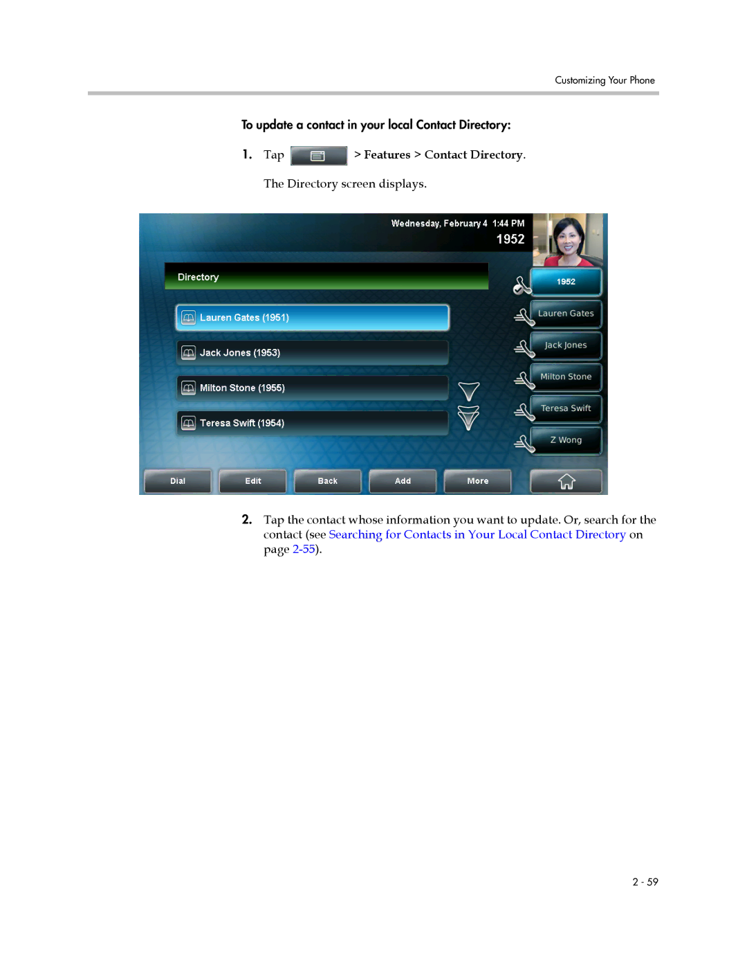 Polycom 1725-16824-001 manual To update a contact in your local Contact Directory 