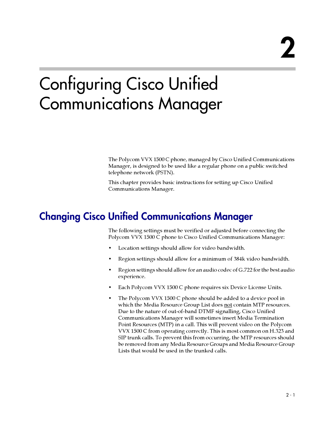 Polycom 1725-16828-001 Configuring Cisco Unified Communications Manager, Changing Cisco Unified Communications Manager 