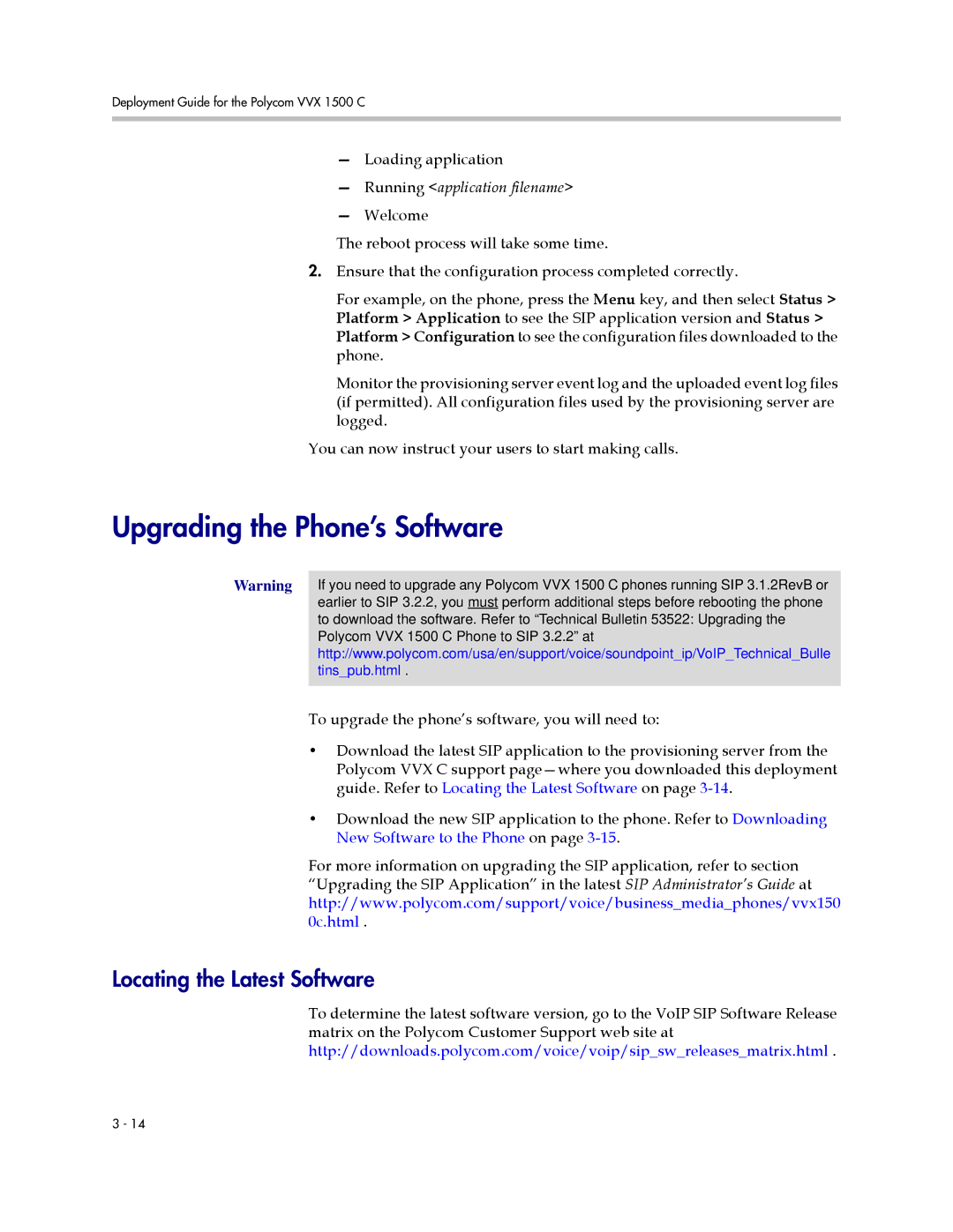 Polycom 1725-16828-001 manual Upgrading the Phone’s Software, Locating the Latest Software 