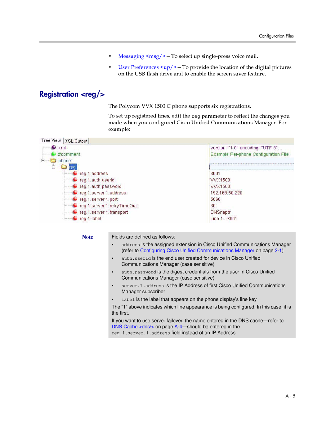 Polycom 1725-16828-001 manual Registration reg 