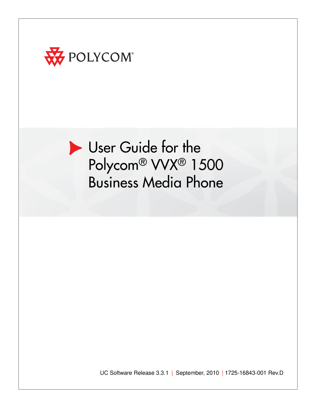 Polycom 1725-16843-001 manual User Guide for Polycom VVX Business Media Phone 