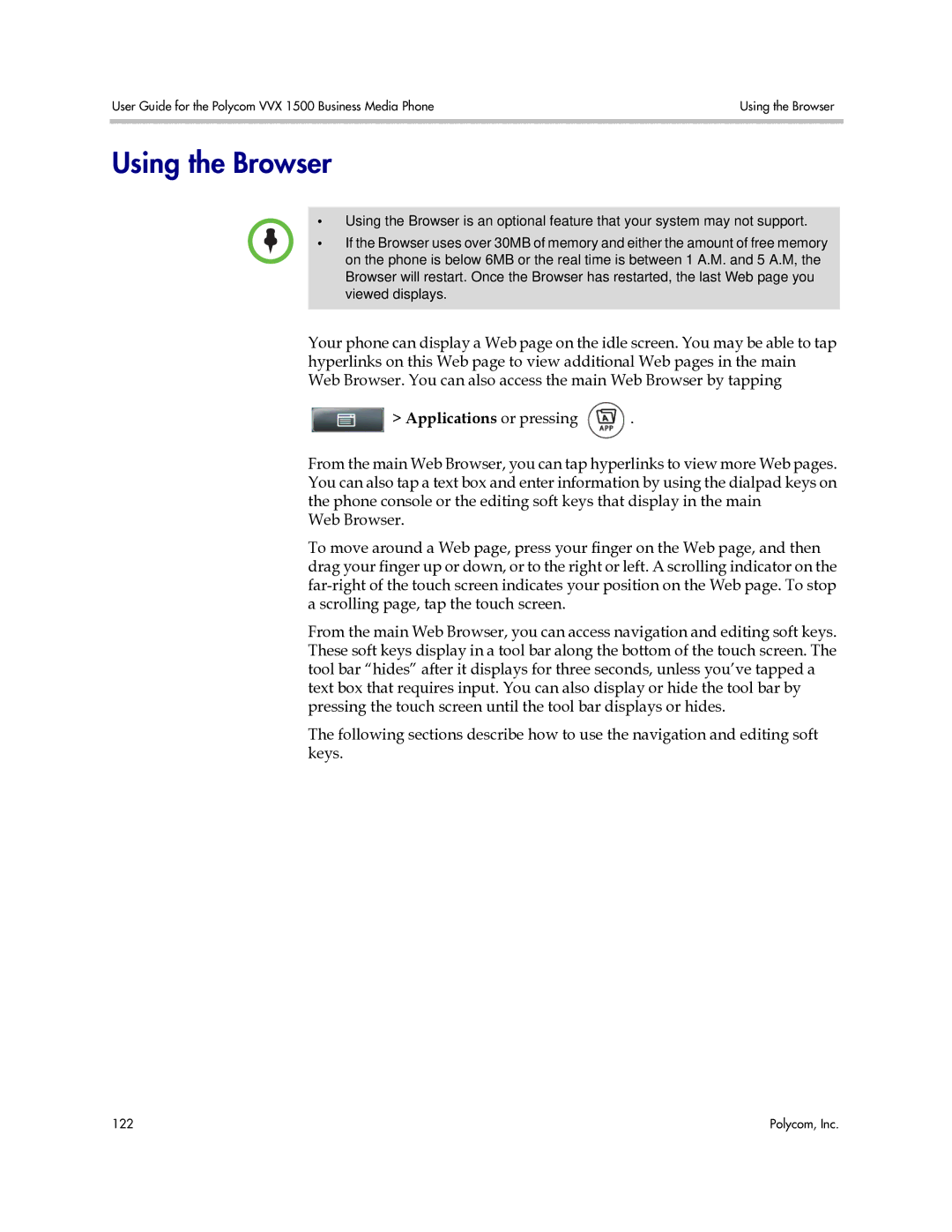 Polycom 1725-16843-001 manual Using the Browser 