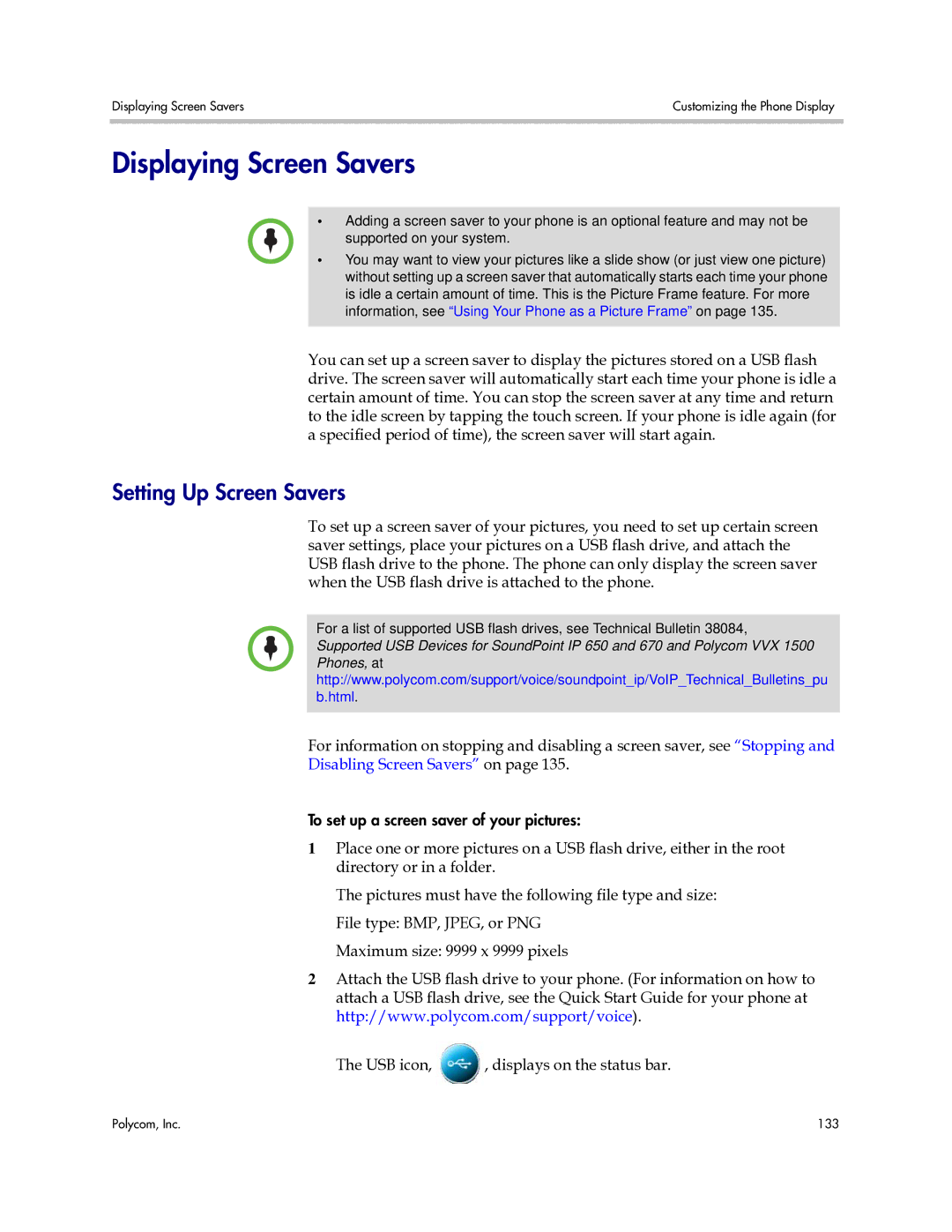 Polycom 1725-16843-001 manual Displaying Screen Savers, Setting Up Screen Savers 