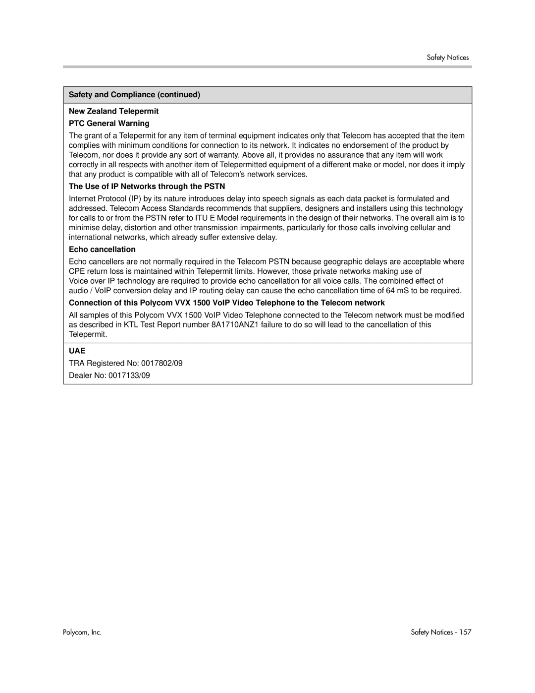 Polycom 1725-16843-001 manual Use of IP Networks through the Pstn, Echo cancellation 