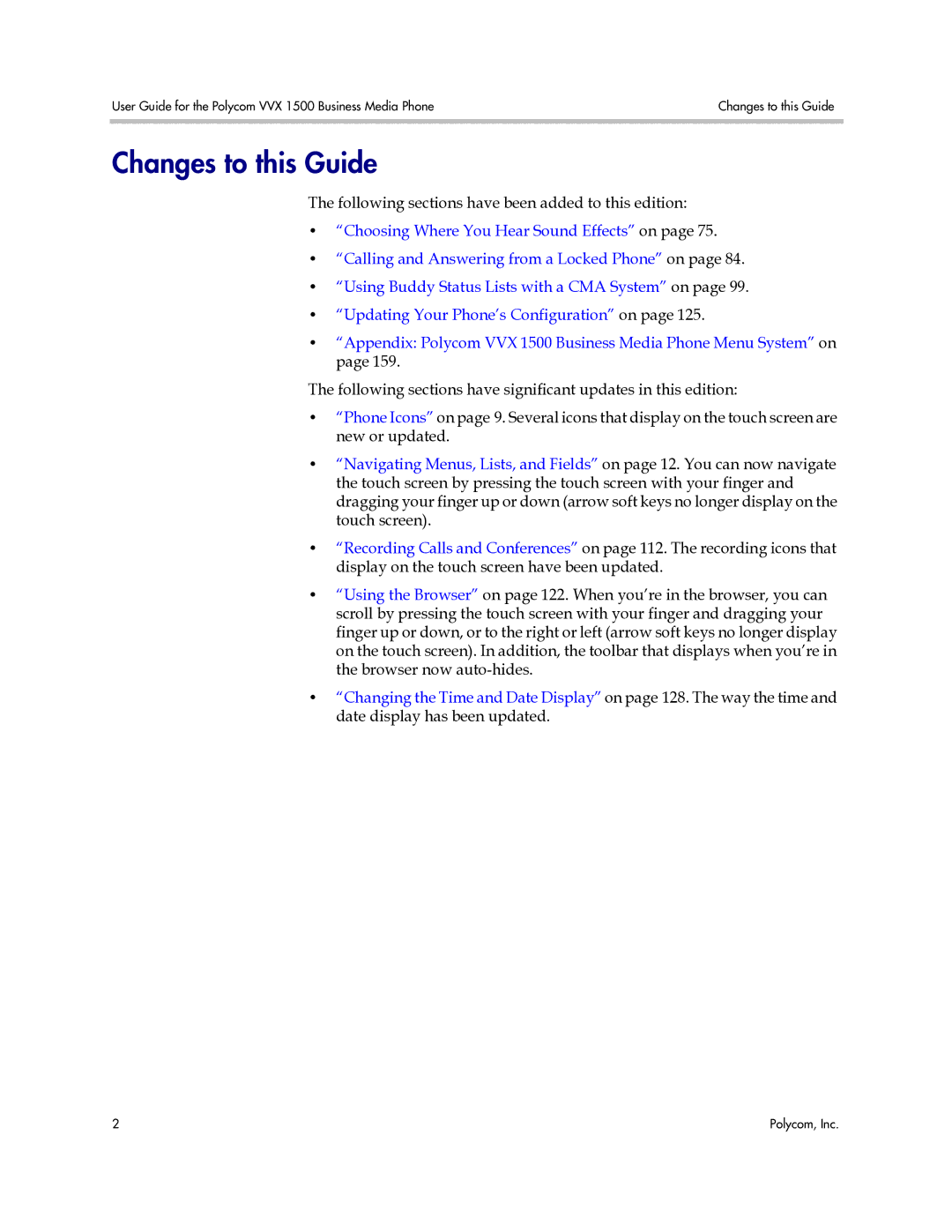 Polycom 1725-16843-001 manual Changes to this Guide 