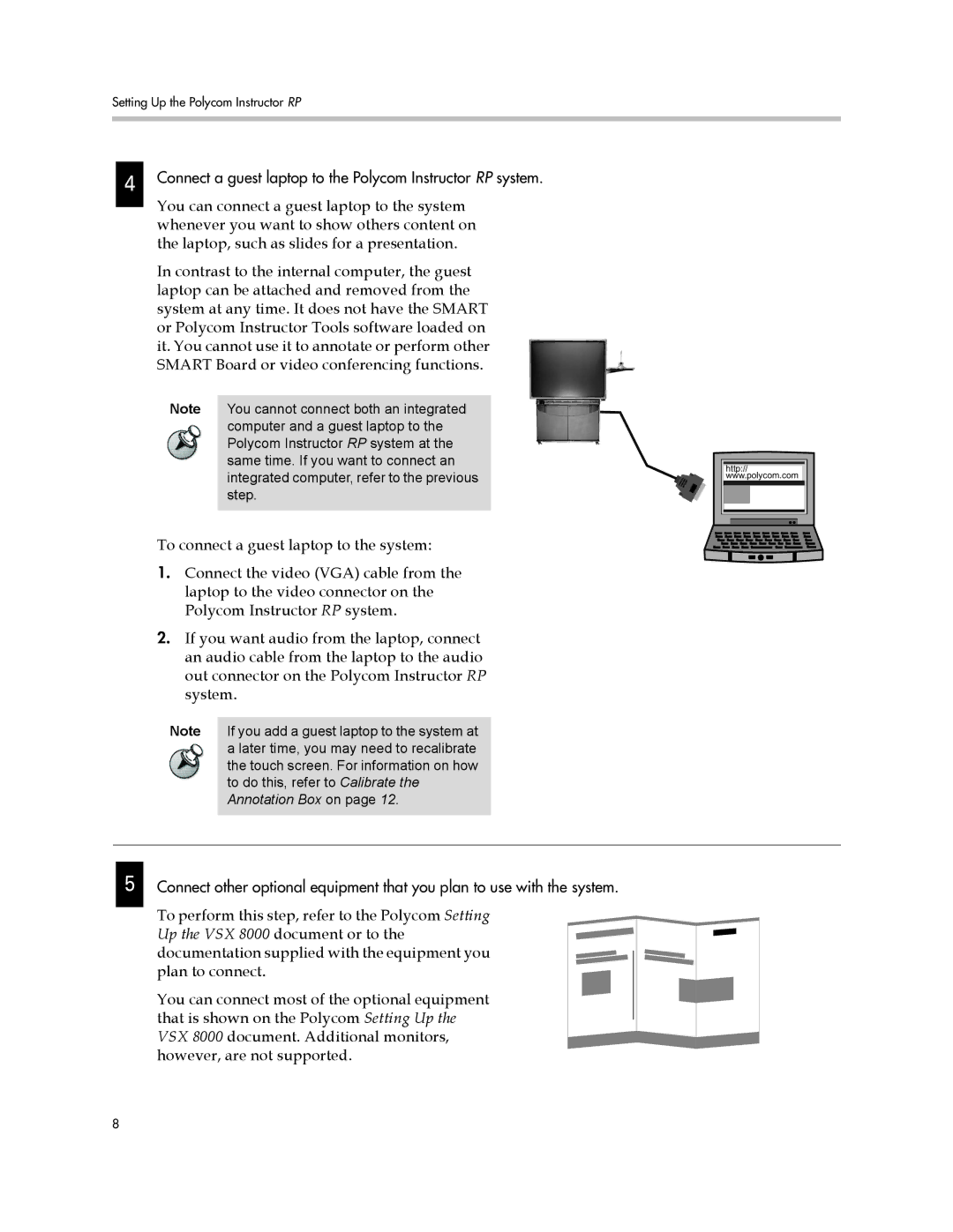 Polycom 1725-22886-001/A manual Connect a guest laptop to the Polycom Instructor RP system 