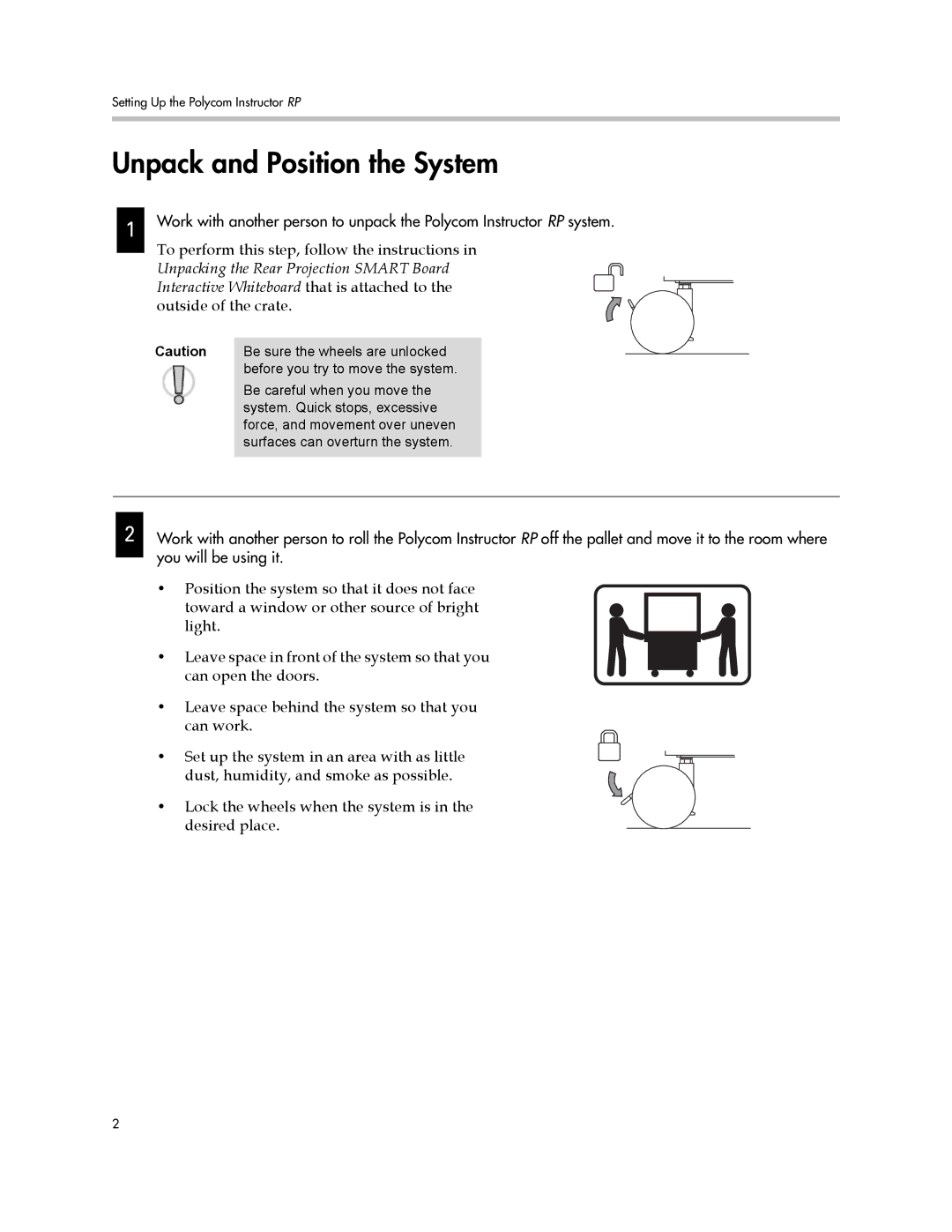 Polycom 1725-22886-001/A manual Unpack and Position the System 