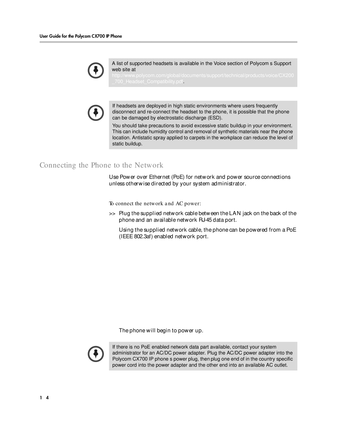 Polycom 1725-31402-001 manual Connecting the Phone to the Network 