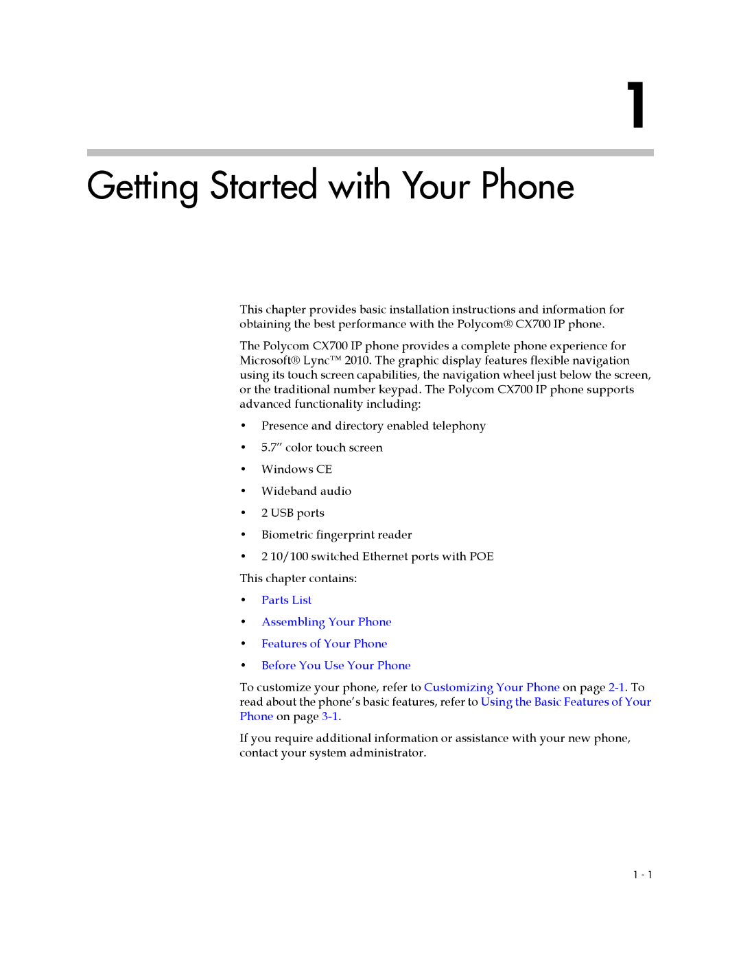 Polycom 1725-31402-001 manual Getting Started with Your Phone 