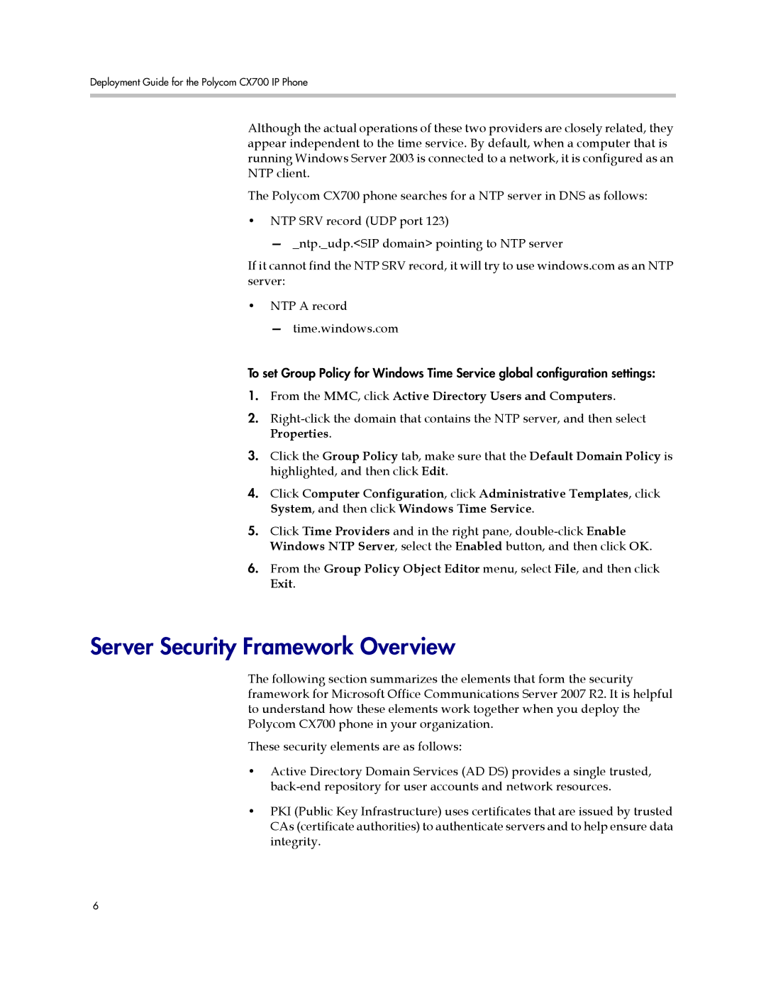 Polycom 1725-31424-001 manual Server Security Framework Overview 