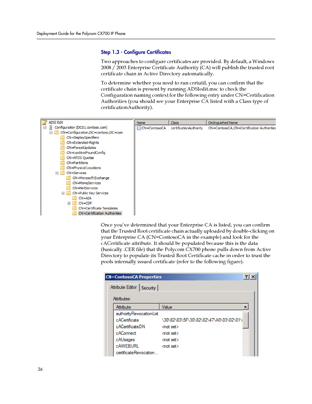 Polycom 1725-31424-001 manual Configure Certificates 