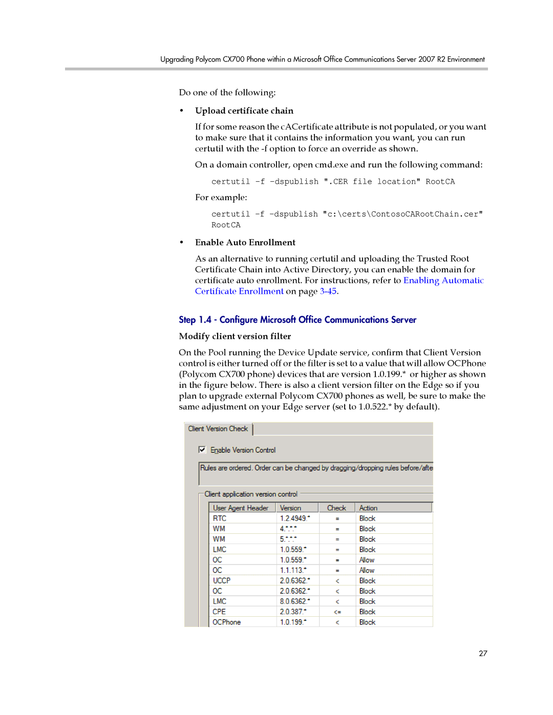 Polycom 1725-31424-001 manual Upload certificate chain 