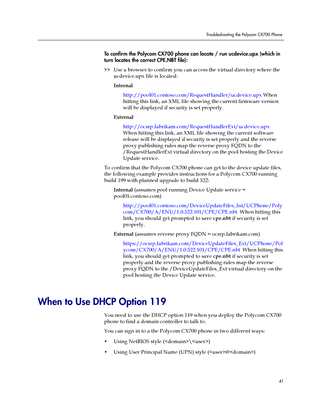 Polycom 1725-31424-001 manual When to Use Dhcp Option, Internal External 