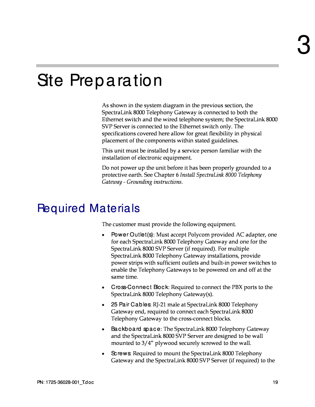 Polycom 1725-36028-001 manual Site Preparation, Required Materials 
