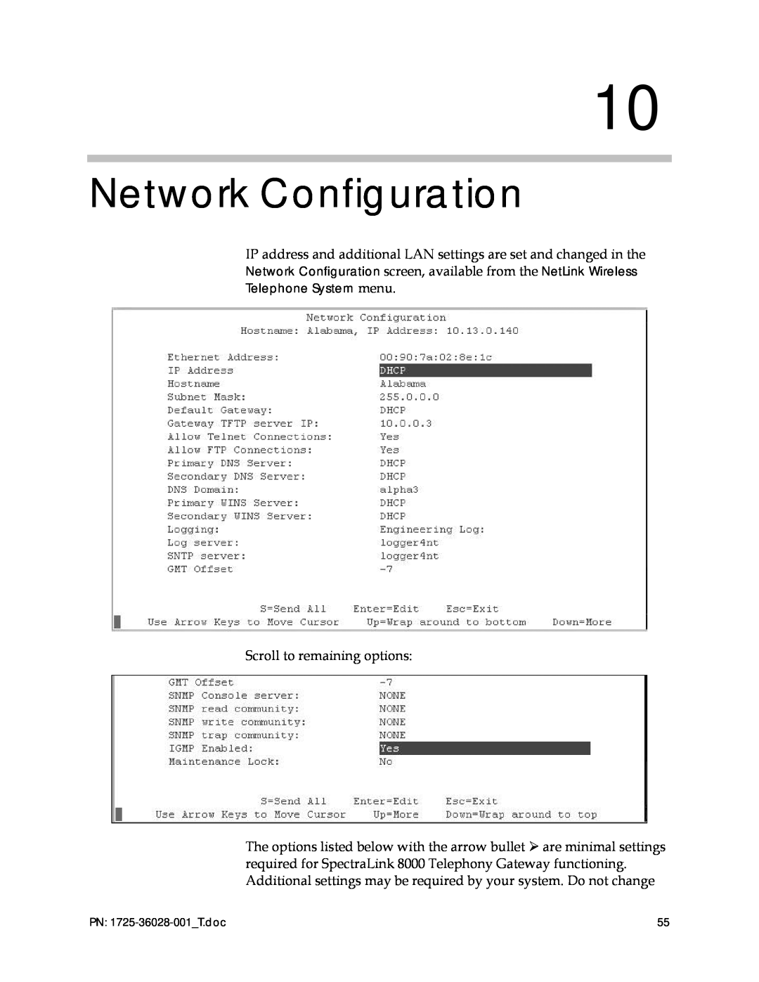 Polycom 1725-36028-001 manual Network Configuration 