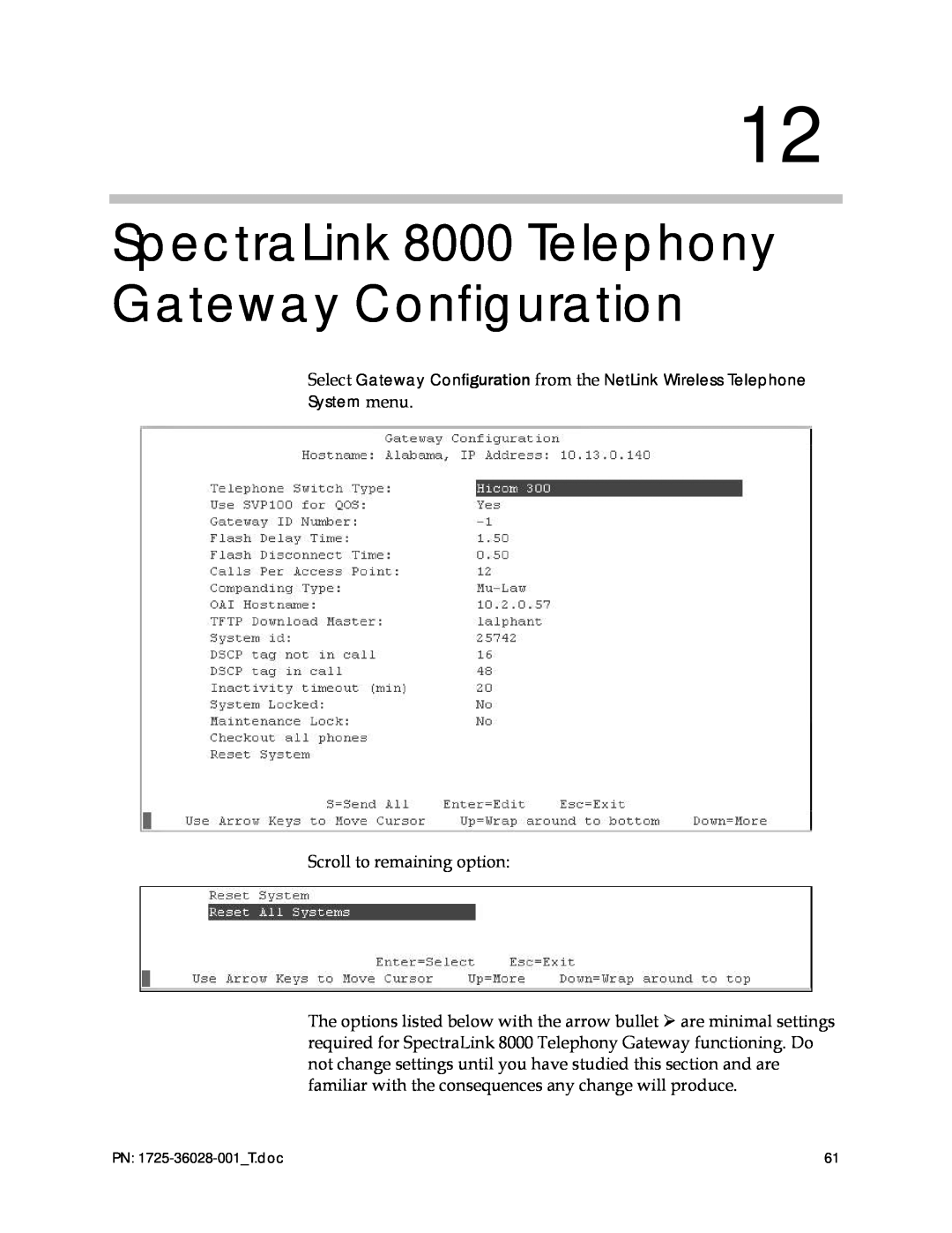 Polycom 1725-36028-001 manual SpectraLink 8000 Telephony Gateway Configuration 