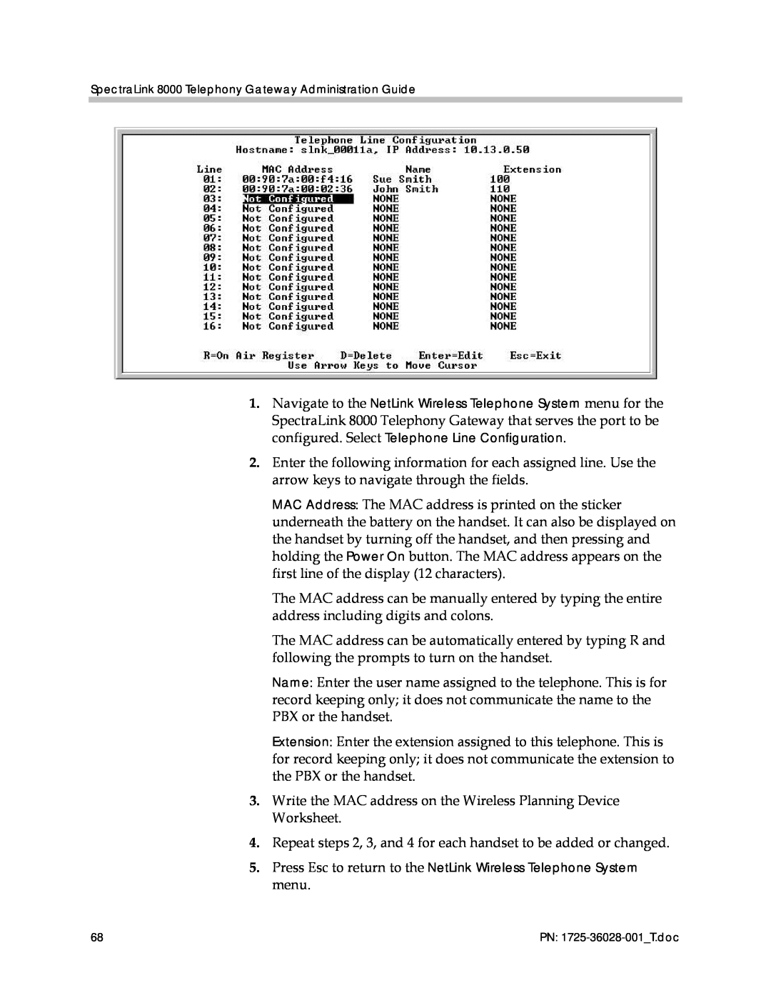 Polycom 1725-36028-001 manual Write the MAC address on the Wireless Planning Device Worksheet 